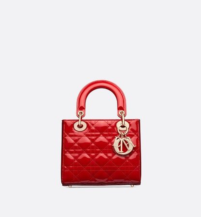Small Rose des Vents Lady Dior Patent Calfskin Bag - Bags - Women's Fashion | DIOR