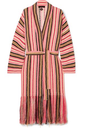 Alanui | Baja fringed striped cotton-blend cardigan | NET-A-PORTER.COM