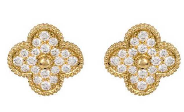 cleef earring diamond and gold