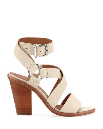 Frye Sara Ankle-Wrap Leather Sandals