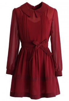 Red Peter-Pan Collar Dress
