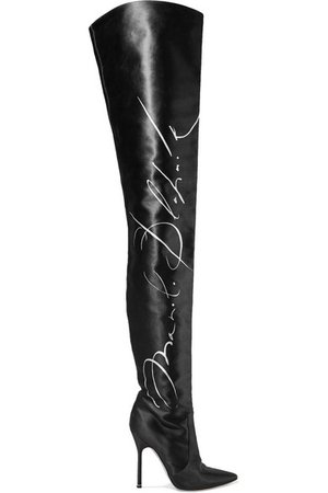 Vetements | + Manolo Blahnik printed satin thigh boots | NET-A-PORTER.COM