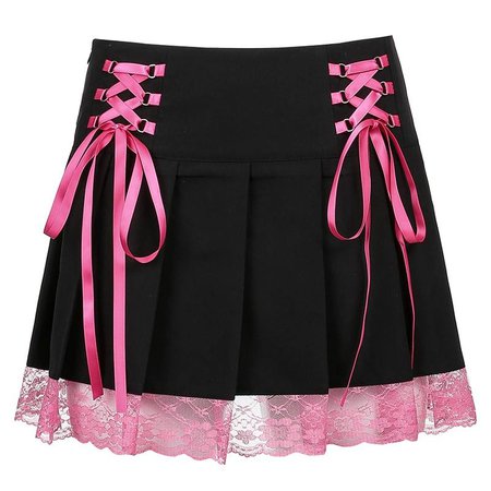 BUNNY DROP KICK style EGIRL ALTERNATIVE PUNK RAVE ❀ Tags Harajuku Elegant Gothic Neon Pink ❀ ❀ Goth Plaid High Waist Skirt ❀ Summer – noxexit