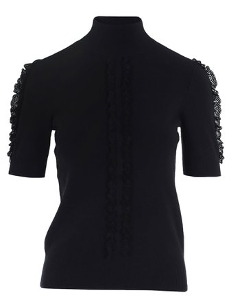 See By Chloe High Neck Sweater With Lace Detail