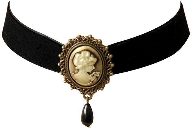 Amazon.com: JJTZX Victorian Black Velvet Lace Cameo Choker Gothic Lady Cameo Necklace Gift for Her (Yellow Cameo): Clothing, Shoes & Jewelry