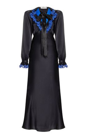Rodarte Lace-Trimmed Silk Midi Dress