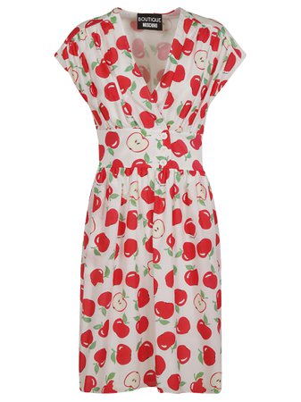 Moschino Apple Printed V-neck Dress