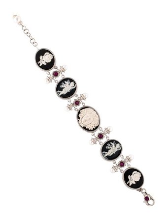 Tagliamonte Mother of Pearl, Pearl & Ruby Cameo Link Bracelet - Bracelets - TAM20688 | The RealReal