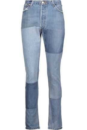 Patchwork high-rise slim-leg jeans | RE/DONE | Sale up to 70% off | THE OUTNET