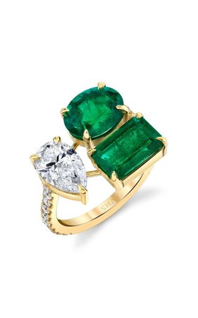 SHAY 18k Yellow Gold Emerald & Diamond Triple Threat Ring