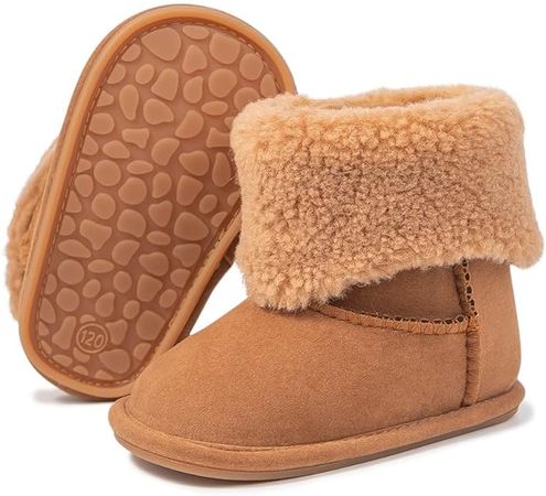 Amazon.com | Meckior Baby Girl Boy Boots Toddler Winter Fleece Keep Warm Snow Booties Infant Soft Anti-slip Sole Newborn First Walkers Ankle Crib Shoes | Boots