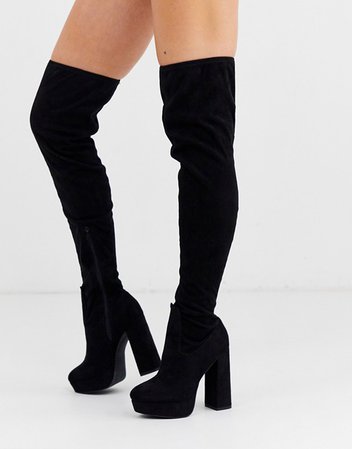 ASOS DESIGN Wide Fit Bianca platform thigh high boots