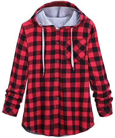 Pervobs Blouses, Big Promotion! 2018 New Women Casual Loose Matching Color Long Sleeve Button Plaid Shirt Blouse Tops (2XL, Red) at Amazon Women’s Clothing store