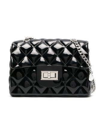 Shop black Monnalisa patent quilted shoulder bag with Express Delivery - Farfetch