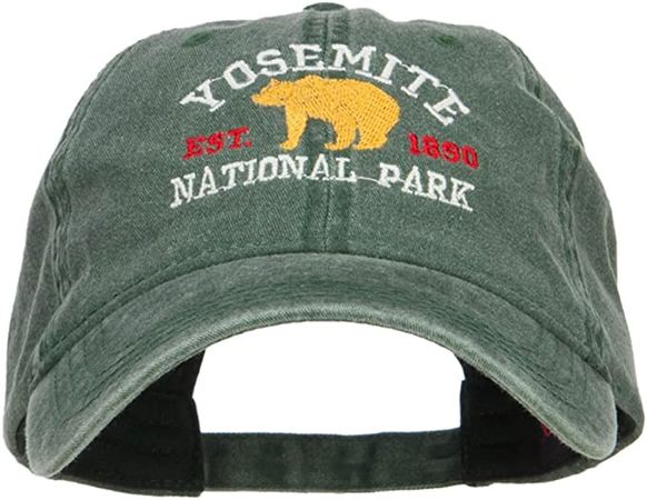 Yosemite National Park Embroidered Washed Cap - Dk Green OSFM at Amazon Men’s Clothing store