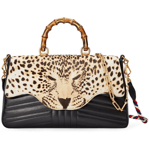 Leopard print top handle bag