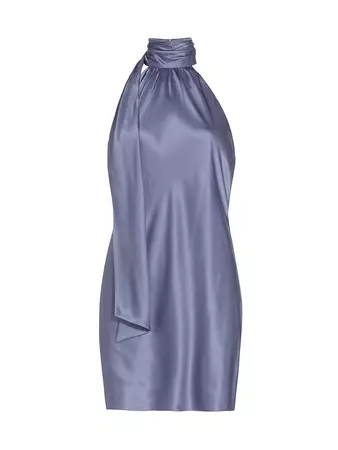 Cinq à Sept Dinah periwinkle blue Satin Halter Mini dress