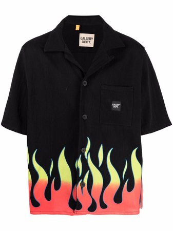 Shop GALLERY DEPT. Parker flame-print silk shirt with Express Delivery - FARFETCH