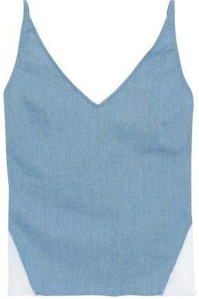 Cotton-blend Chambray And Organza Camisole