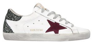 Golden Goose Deluxe Brand White & Burgundy Superstar Green Glitter Back Low-top Sneakers Size EU 39 (Approx. US 9) Regular (M, B) - Tradesy
