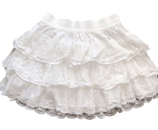 white lace ruffle mini skirt