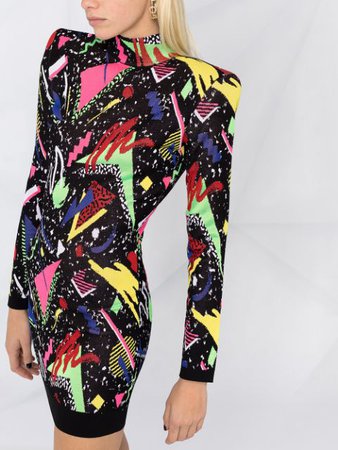 Balmain abstract-intarsia Knitted Dress - Farfetch