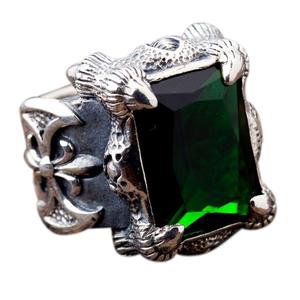 Emerald Dragon Claw Mens Ring