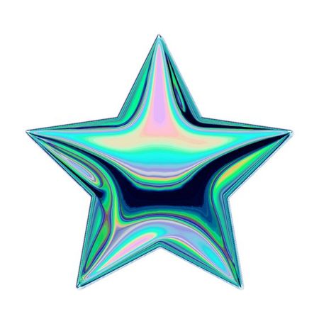 3d holographic star green glass png aesthetic
