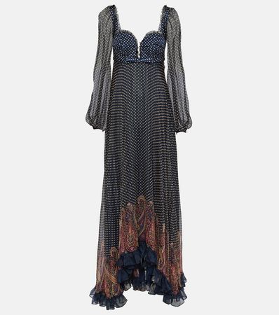 Polka Dot And Paisley Silk Gown in Blue - Etro | Mytheresa
