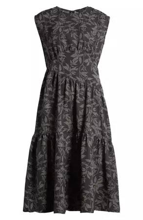 Halogen® Floral Print Asymmetric Tiered Midi Dress | Nordstrom