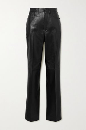 Black Leather straight-leg pants | Alexander Wang | NET-A-PORTER