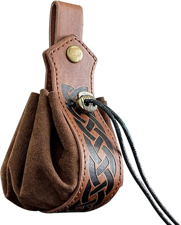 Amazon.com | HiiFeuer Medieval Faux Leather Drawstring Pouch, Retro Nodic Portable Coin Purse, Vintage Belt Pouch Dice Bag For LARP Ren Faire(Brown A) | Waist Packs