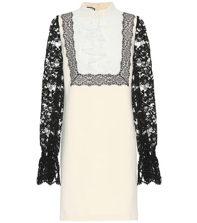 Lace-trimmed jersey dress