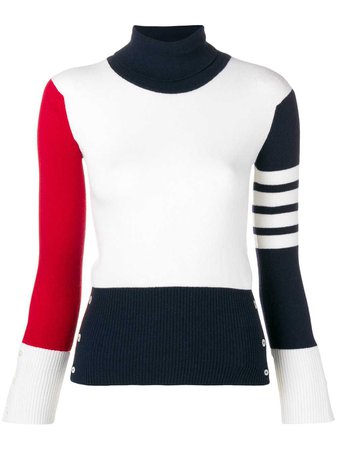 Thom Browne Colourblock Ribbed Turtleneck Sweater - Farfetch