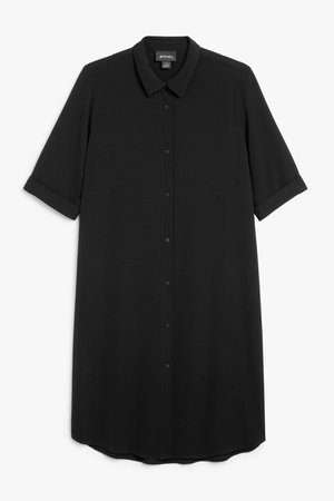 3/4 sleeve shirt dress - Black - Midi dresses - Monki WW
