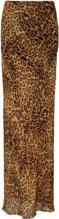 Ella Leopard-Print Silk-Chiffon Maxi Skirt
