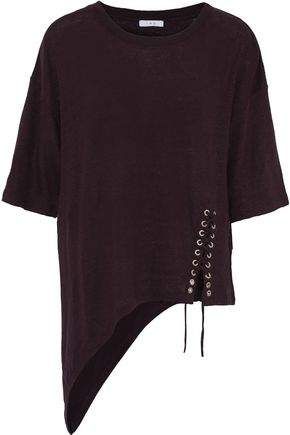 Kalente Asymmetric Lace-up Slub Linen-jersey T-shirt