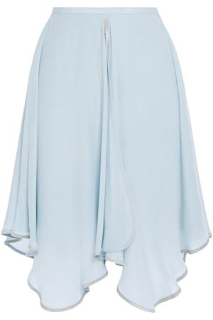 Sky blue Asymmetric crepe de chine skirt | Sale up to 70% off | THE OUTNET | SEE BY CHLOÉ | THE OUTNET