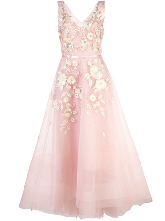 Marchesa Notte Tulle Corseted Ballgown With 3D Acrylic Flowers Aw19 | Farfetch.com