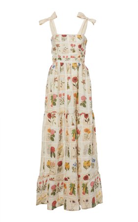 Herbarium Embroidered Printed Linen Dress by Agua by Agua Bendita | Moda Operandi