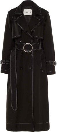Caalo CAALO Contrast Stitch Hooded Trench Coat