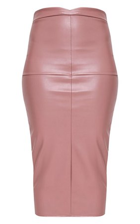 Eva Rose Faux Leather Panel Midi Skirt | PrettyLittleThing USA