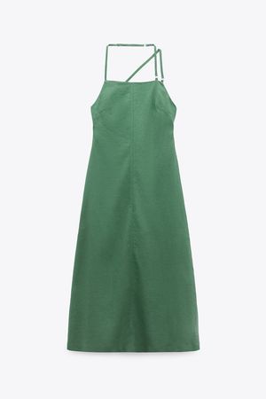 OPEN BACK LINEN BLEND DRESS - Green | ZARA United States