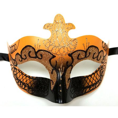 Orange Black Scroll Venetian Mask Masquerade Costume Prom Dance Men Woman - Walmart.com - Walmart.com