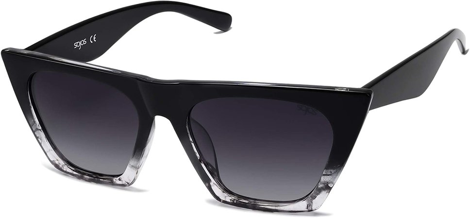 Amazon.com: SOJOS Oversized Square Cateye Polarized Sunglasses for Women Men Big Trendy Sunnies SJ2115, Black&Marble/Grey : Clothing, Shoes & Jewelry