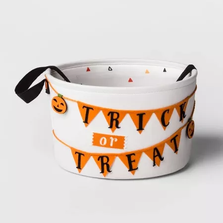 Trick or Treat Halloween Fabric Candy Basket White - Hyde and Eek! Boutique : Target