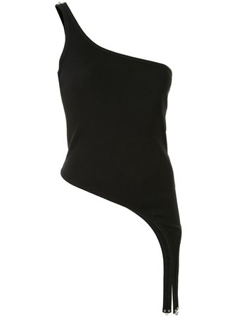 Dion Lee black one shoulder ribbed top for women | A3441R21 at Farfetch.com