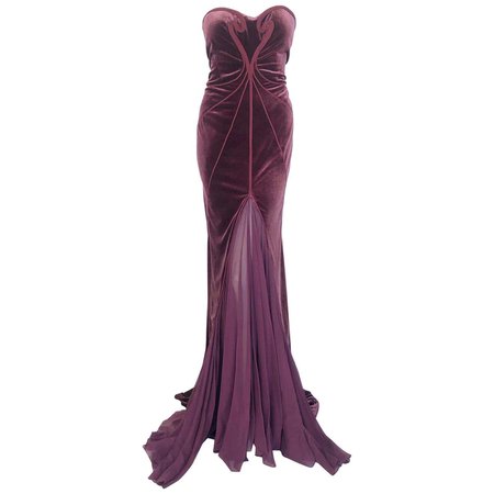 Zac Posen velvet and chiffon gown For Sale at 1stDibs