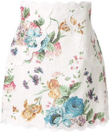 floral print lace mini skirt