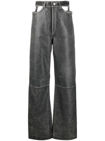 Manokhi Wide cut-out Leather Trousers - Farfetch